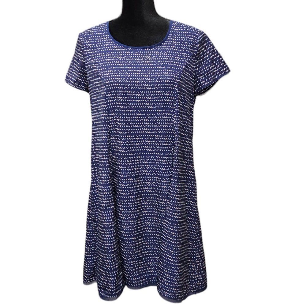 Olive + Oak Polka Dot Blue light sheer lined Dress Size M